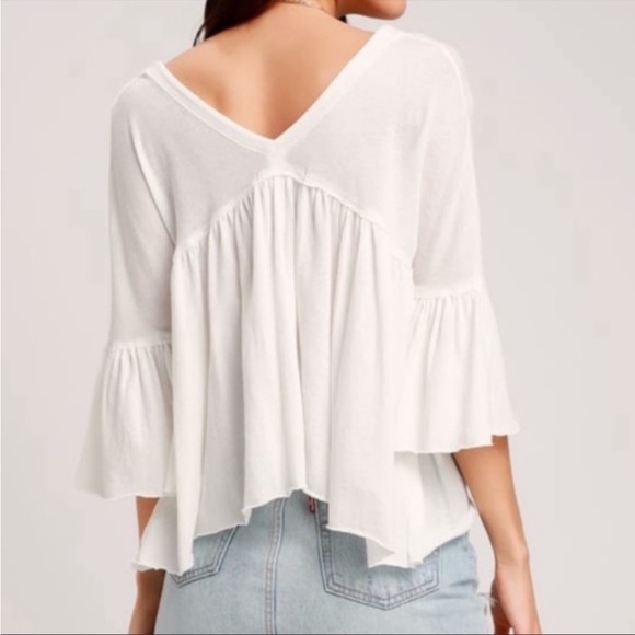 Free People White Sweet Little Tee Button Up Blouse - Picture 12 of 13